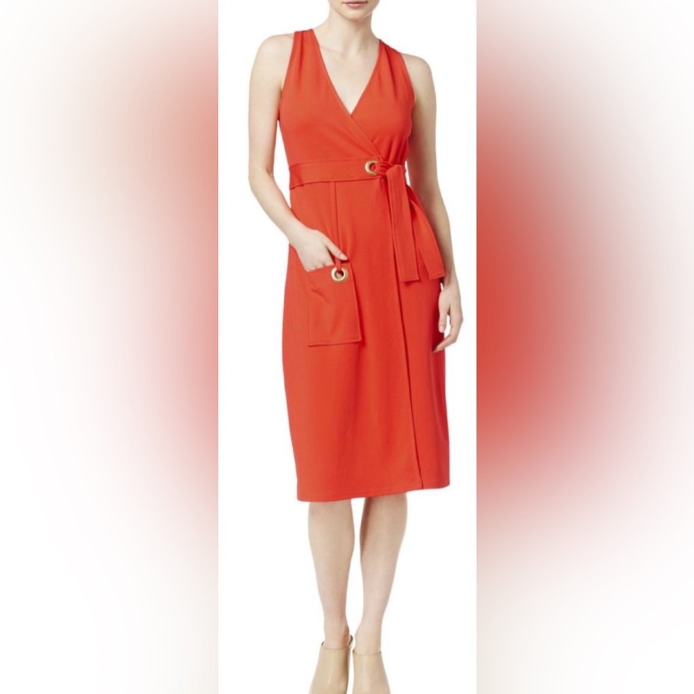 Vibrant Orange Midi Dress